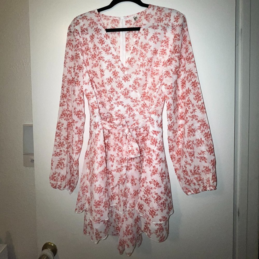 Floral Short Romper Jumpsuit with Tie Ribbon